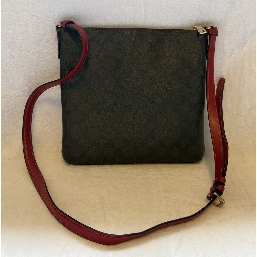 Coach Crossbody Bag Red Black Brown C2132-C1554 - Picture 2 of 10